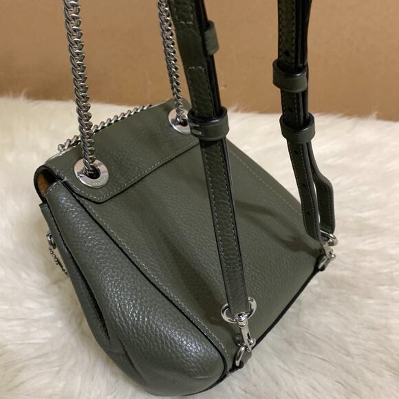 COACH Pebbled Olive Leather Convertible Mini Turnlock Backpack XBody C5677 - Picture 9 of 16